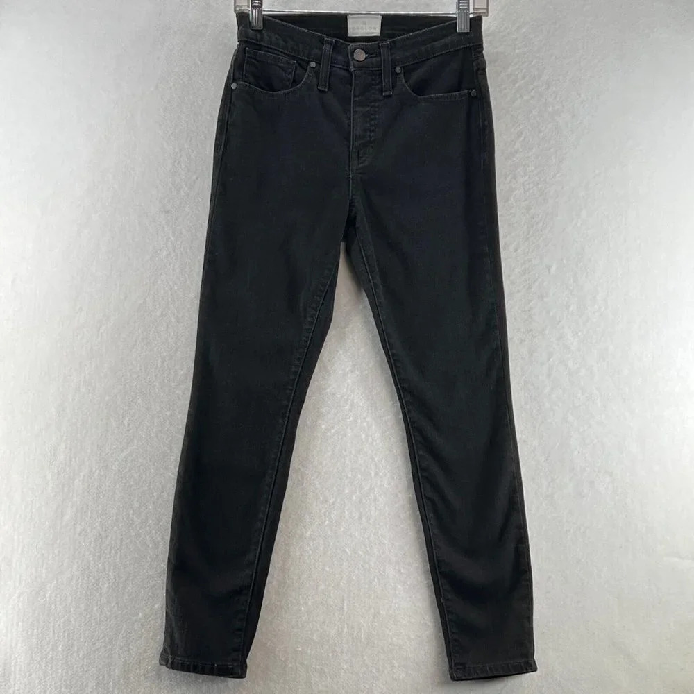 CASLON Jeans Womens Sz 26 2P Mid Rise Skinny Leg Dark Ankle Washed Denim Black